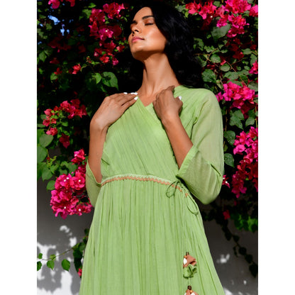 OMAANA Grapevine Green Angarkha Dress