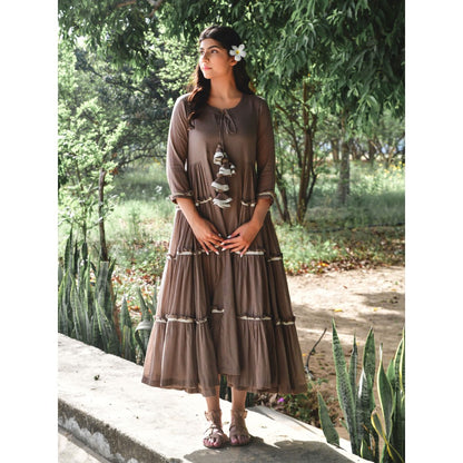 OMAANA Choco Brown Delight Tiered Dress