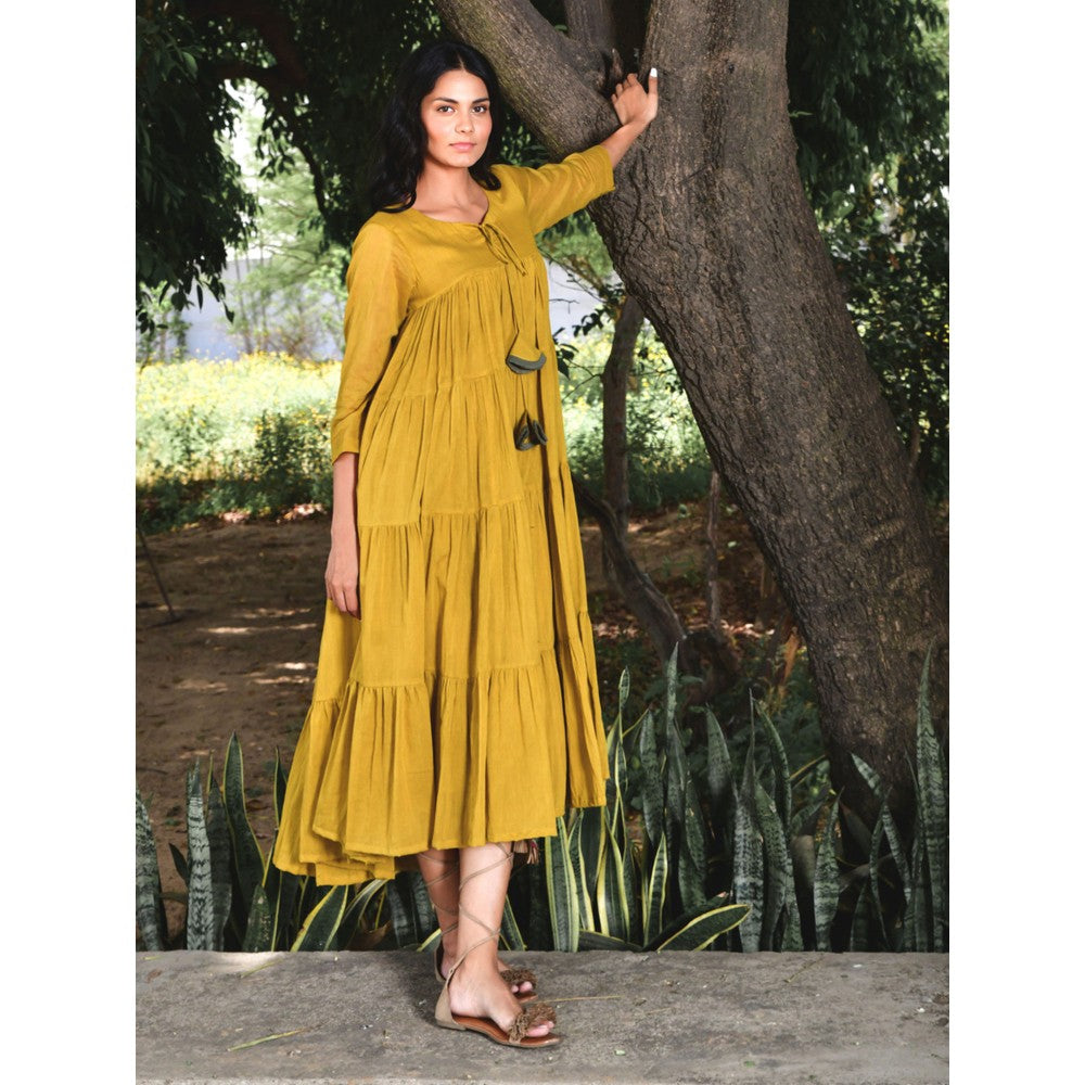OMAANA Mustard Summer Tales Tassel Dress