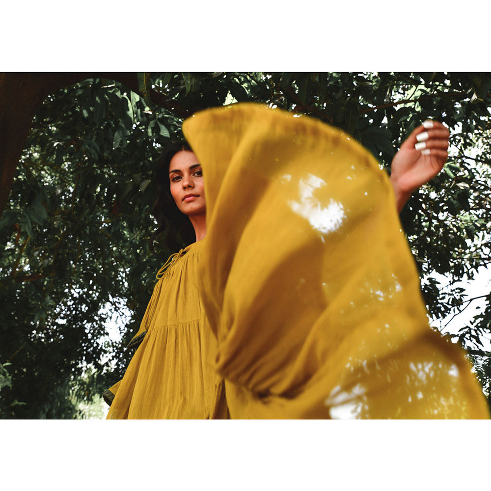 OMAANA Mustard Summer Tales Tassel Dress