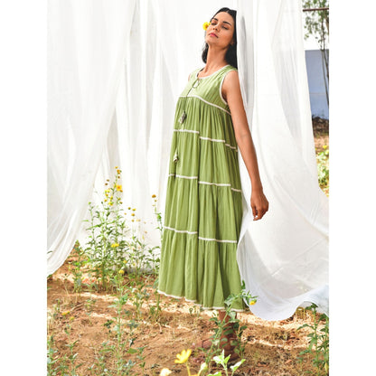 OMAANA Green Summer Breeze Tassel Dress
