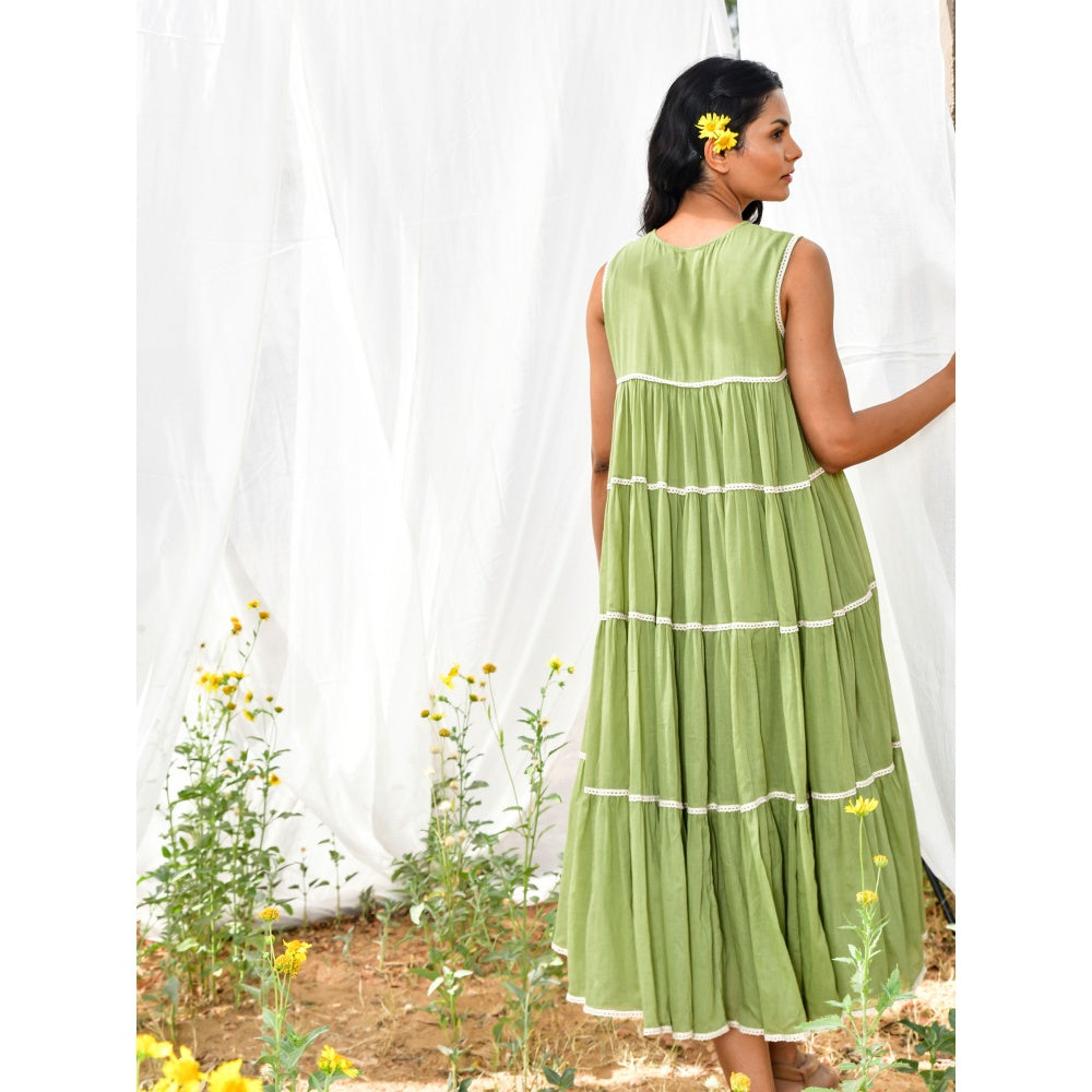 OMAANA Green Summer Breeze Tassel Dress