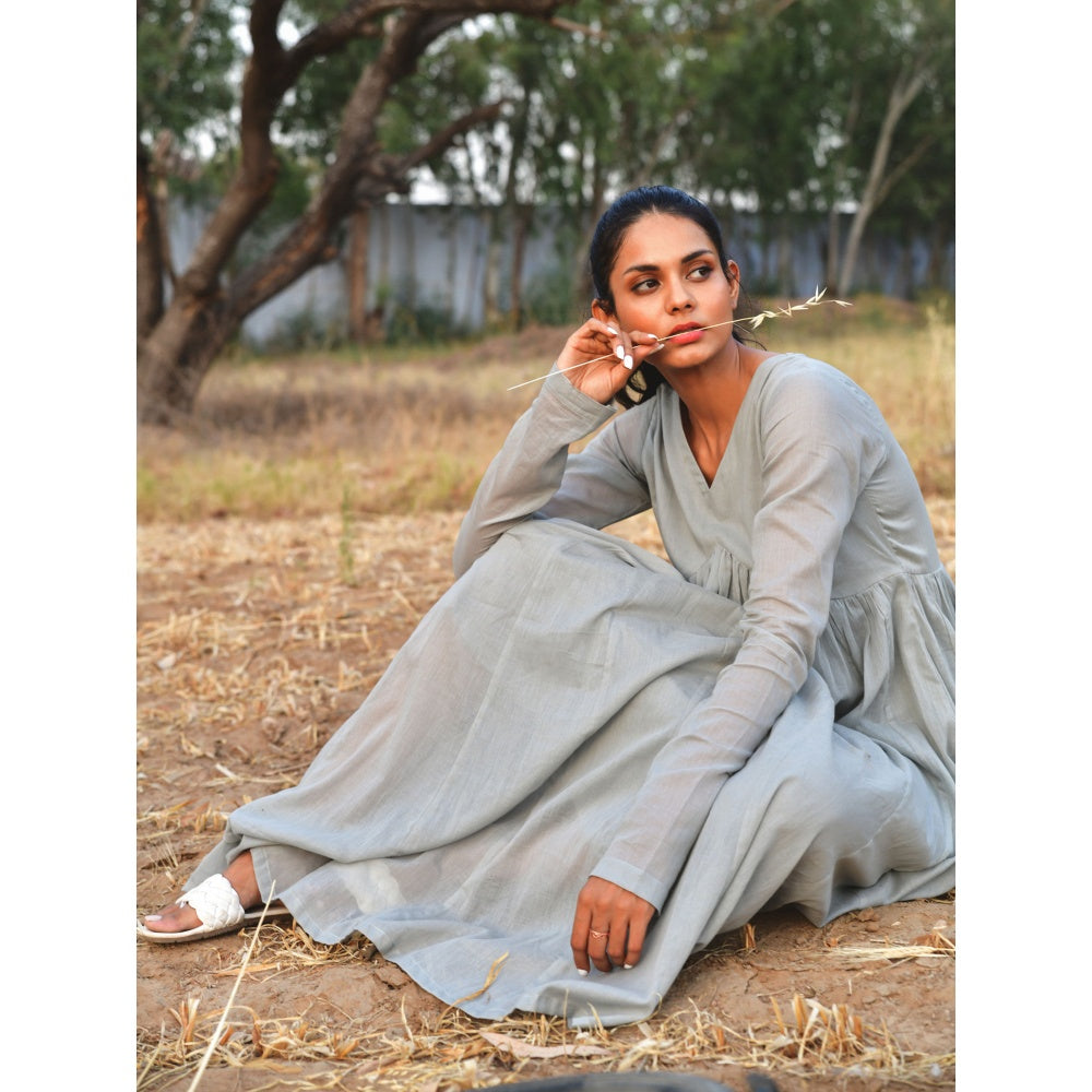 OMAANA Grey Cloudy Days Breezy Dress