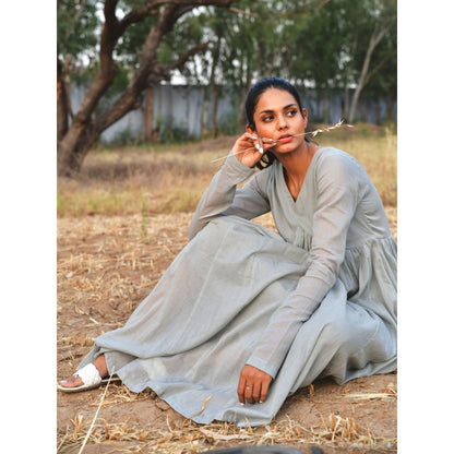 OMAANA Grey Cloudy Days Breezy Dress