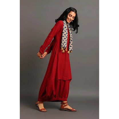 OMAANA Maroon Boho Balloon Maxi Dress