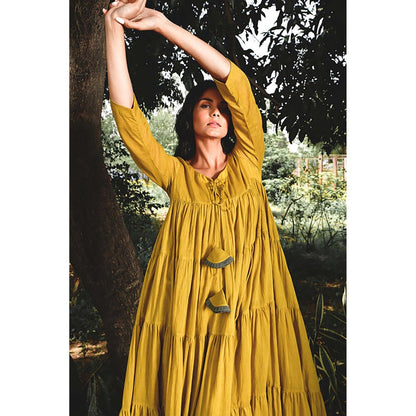 OMAANA Mustard Summer Tales Maxi Dress