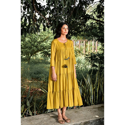 OMAANA Mustard Summer Tales Maxi Dress