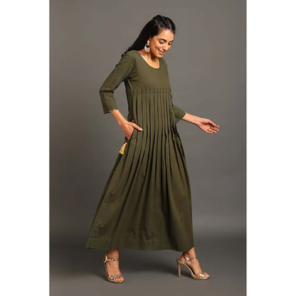 OMAANA Pleat Around Long Maxi Dress