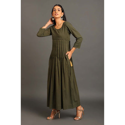 OMAANA Pleat Around Long Maxi Dress