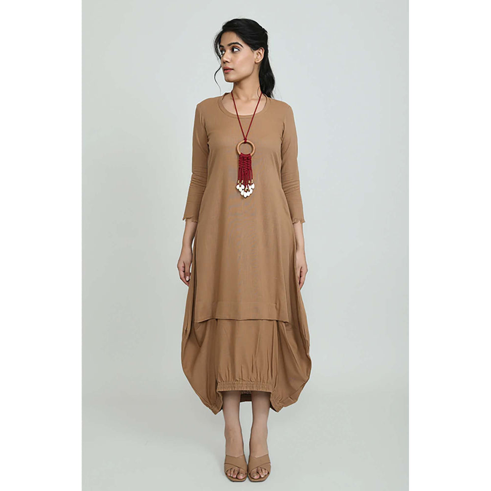 OMAANA Sand Boho Balloon Maxi Dress