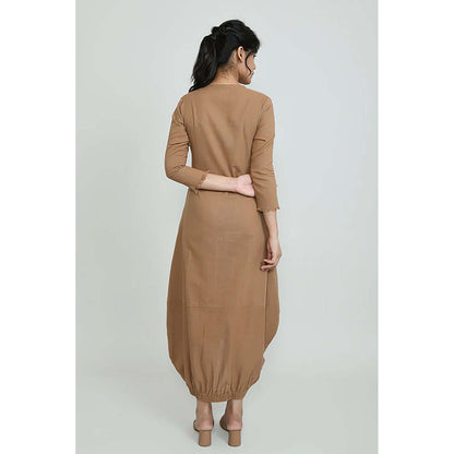 OMAANA Sand Boho Balloon Maxi Dress