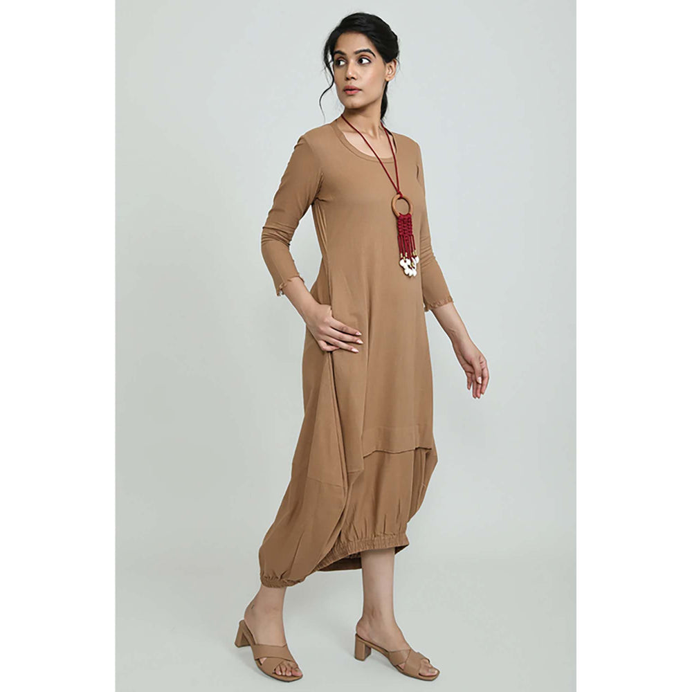 OMAANA Sand Boho Balloon Maxi Dress