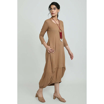 OMAANA Sand Boho Balloon Maxi Dress
