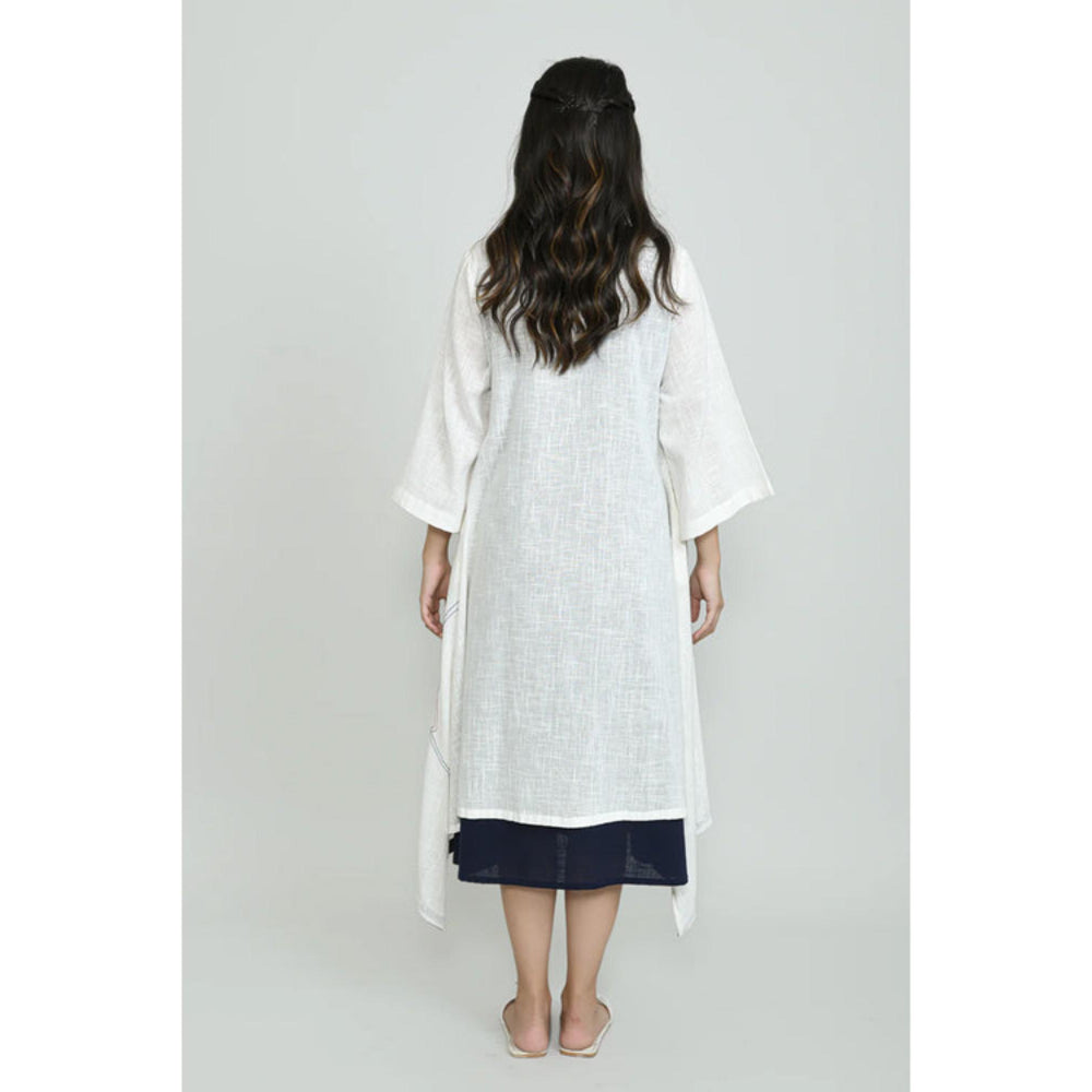 OMAANA White Waterfall Dress with Shrug