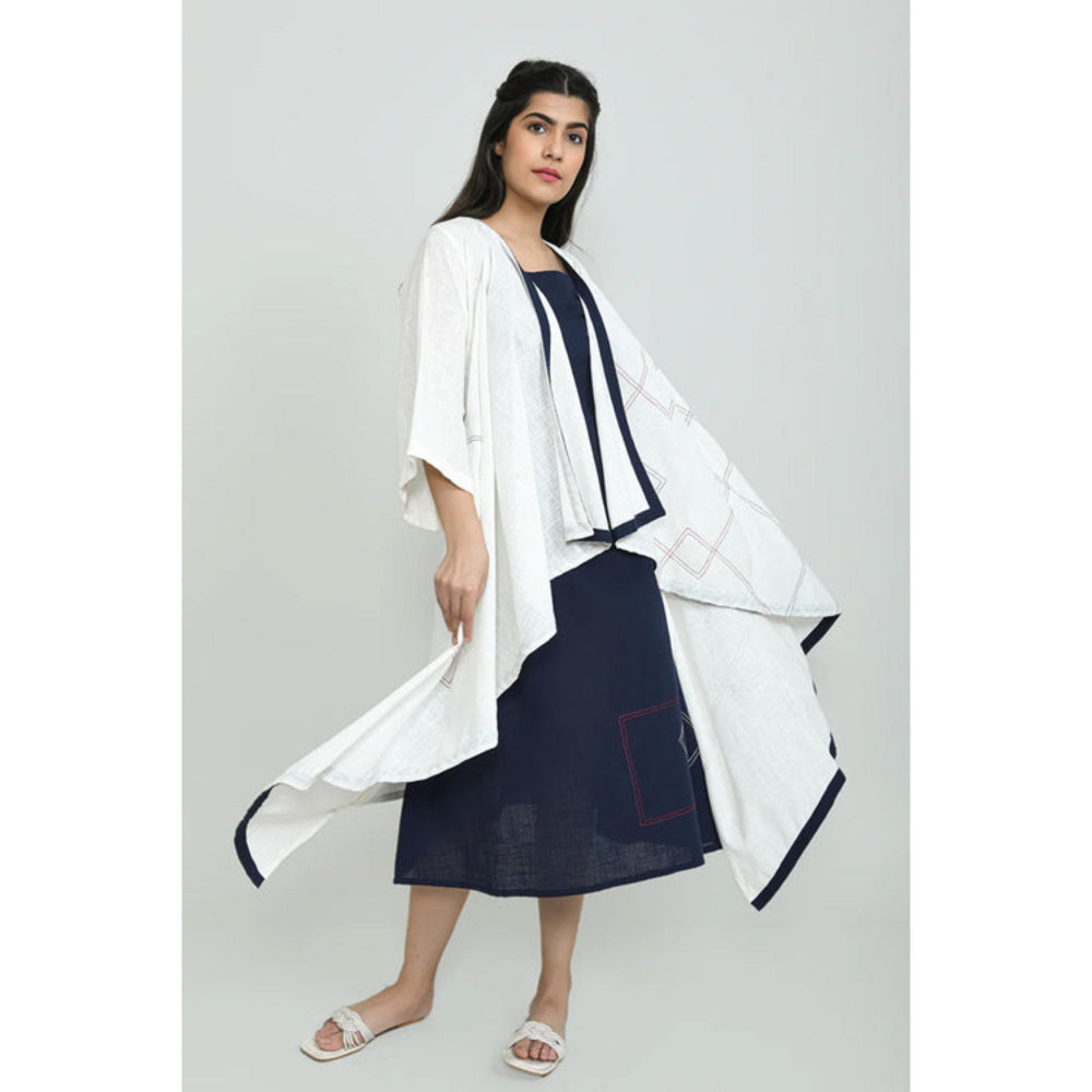 OMAANA White Waterfall Dress with Shrug