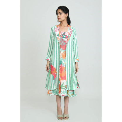 OMAANA Happy Greens Luxe Dress with Jacket