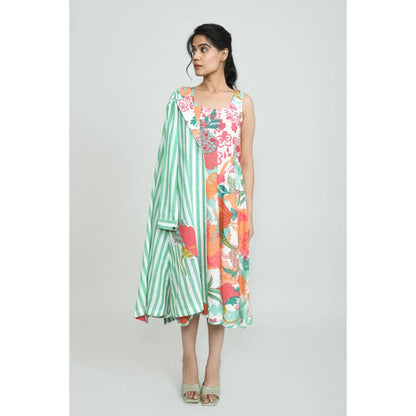 OMAANA Happy Greens Luxe Dress with Jacket