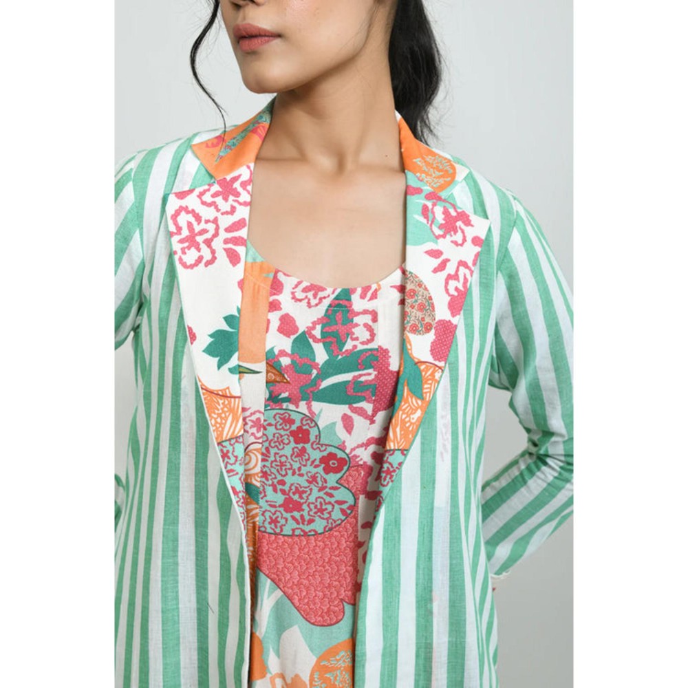 OMAANA Happy Greens Luxe Dress with Jacket