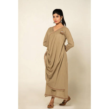 OMAANA Beige Sufi Aza Boho Maxi Dress