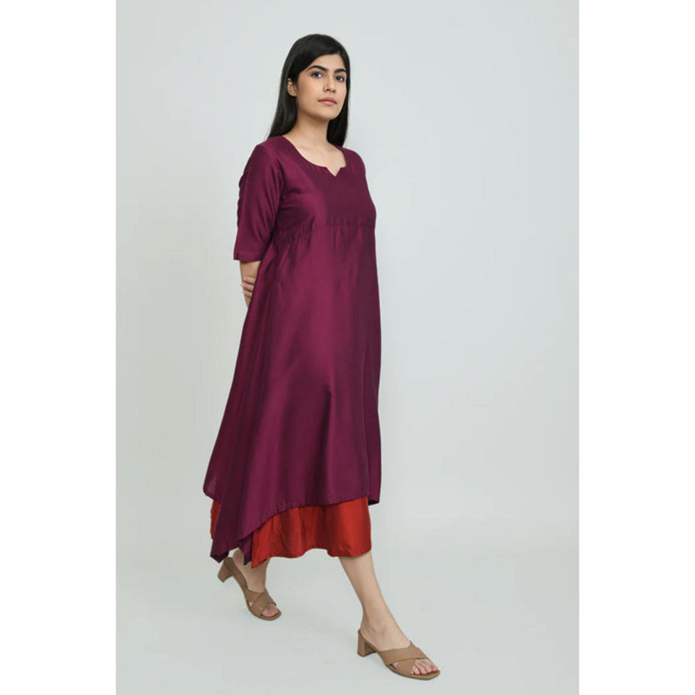 OMAANA Burgandy Luxe Handkerchief Maxi Dress