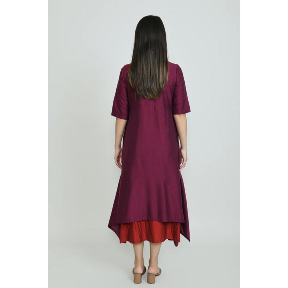 OMAANA Burgandy Luxe Handkerchief Maxi Dress