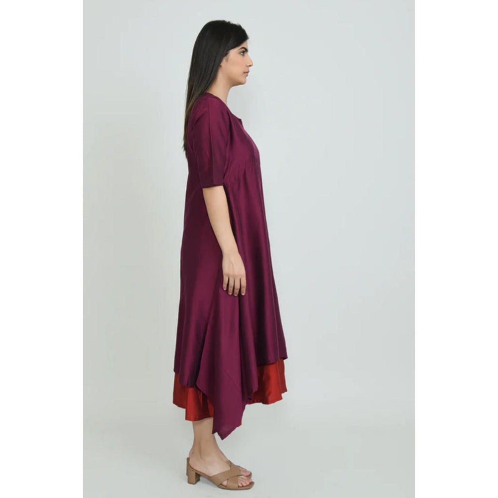 OMAANA Burgandy Luxe Handkerchief Maxi Dress