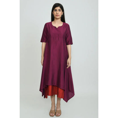 OMAANA Burgandy Luxe Handkerchief Maxi Dress