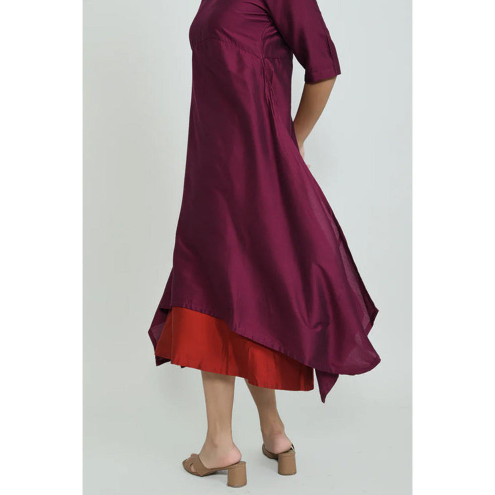 OMAANA Burgandy Luxe Handkerchief Maxi Dress