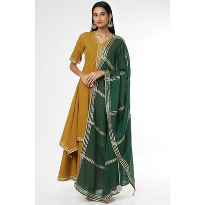 OMAANA Mustard Zara Double Layered Maxi Dress with Dupatta