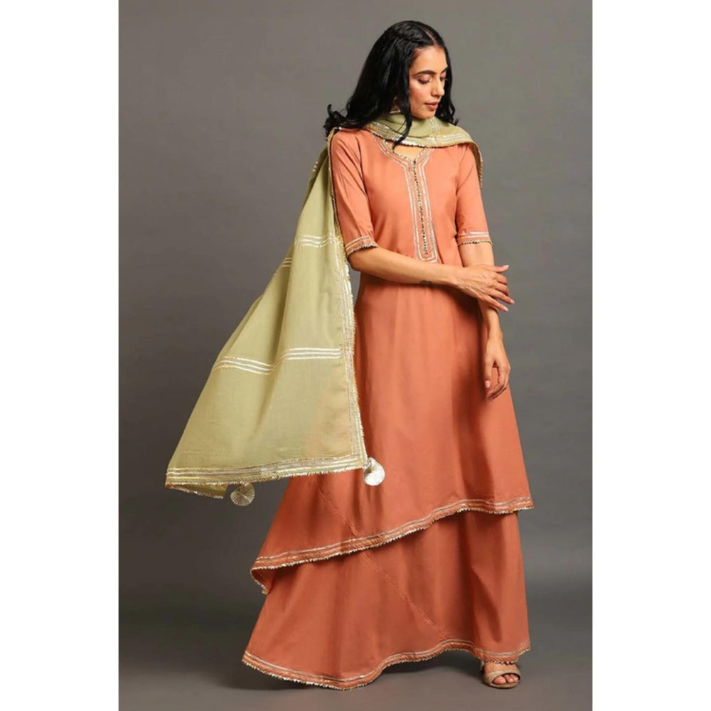 OMAANA Rust Zara Double Layered Maxi Dress