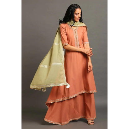 OMAANA Rust Zara Double Layered Maxi Dress
