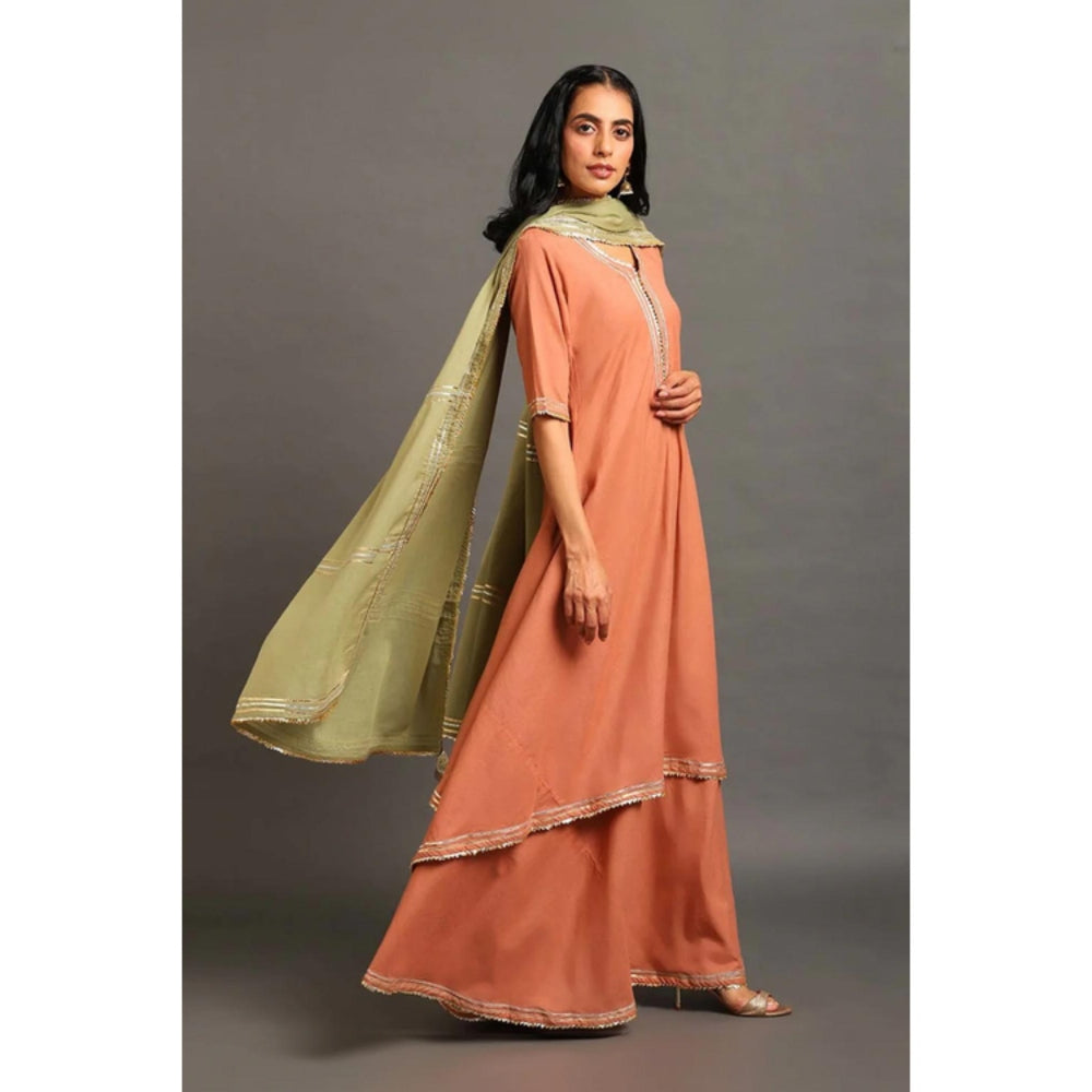 OMAANA Rust Zara Double Layered Maxi Dress