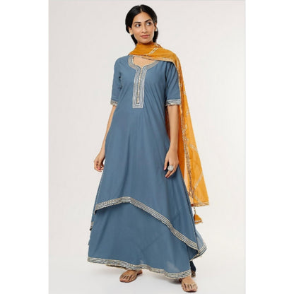 OMAANA Teal Saira Double Layered Maxi Dress