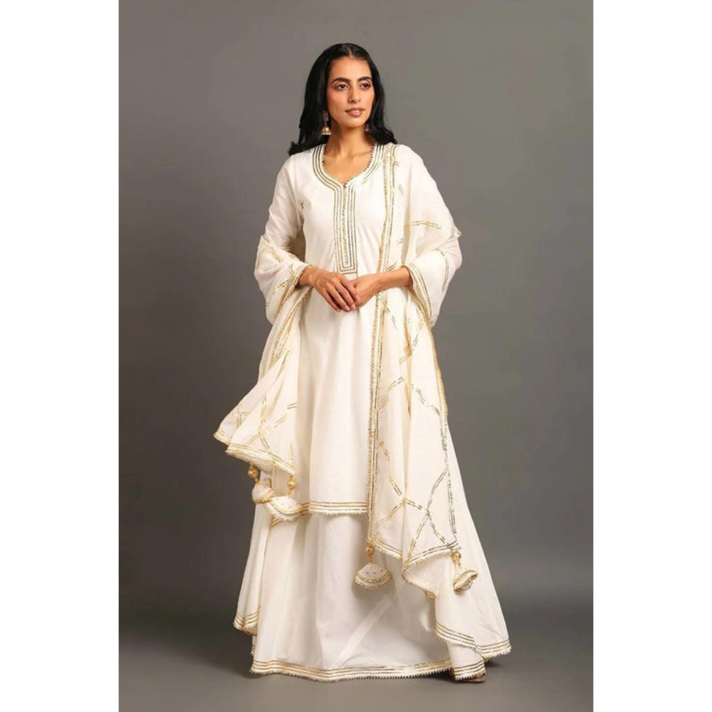 OMAANA White Saira Double Layered Maxi Dress