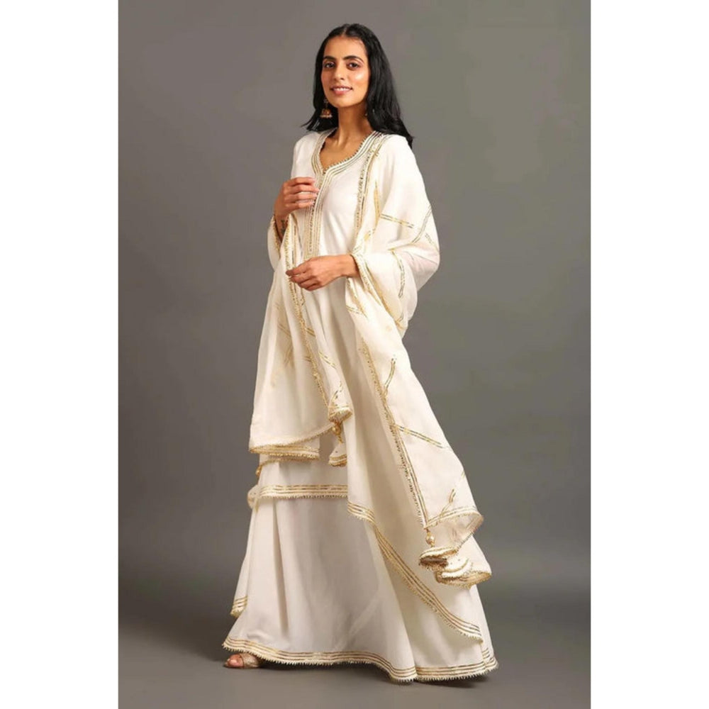 OMAANA White Saira Double Layered Maxi Dress