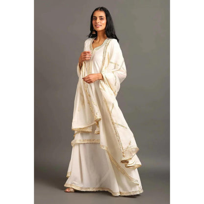 OMAANA White Saira Double Layered Maxi Dress