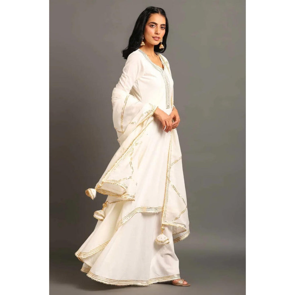 OMAANA White Saira Double Layered Maxi Dress