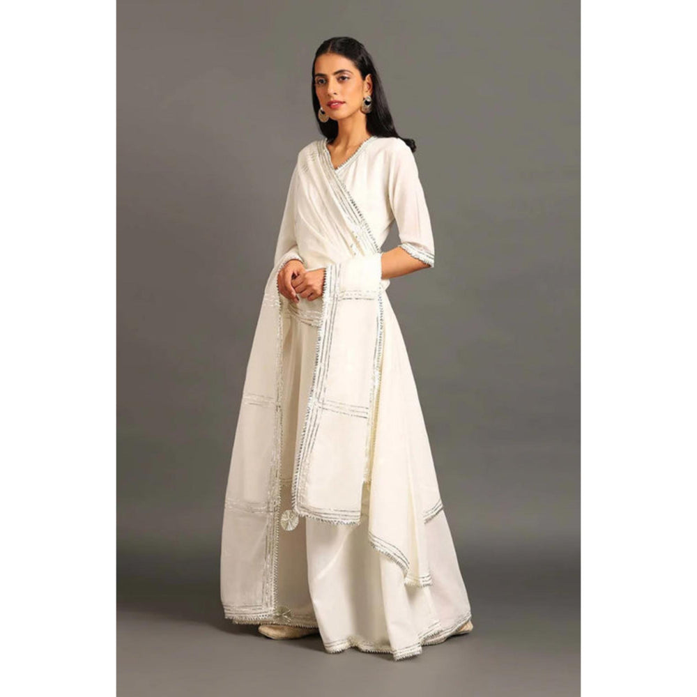 OMAANA White Zara Double Layered Maxi Dress