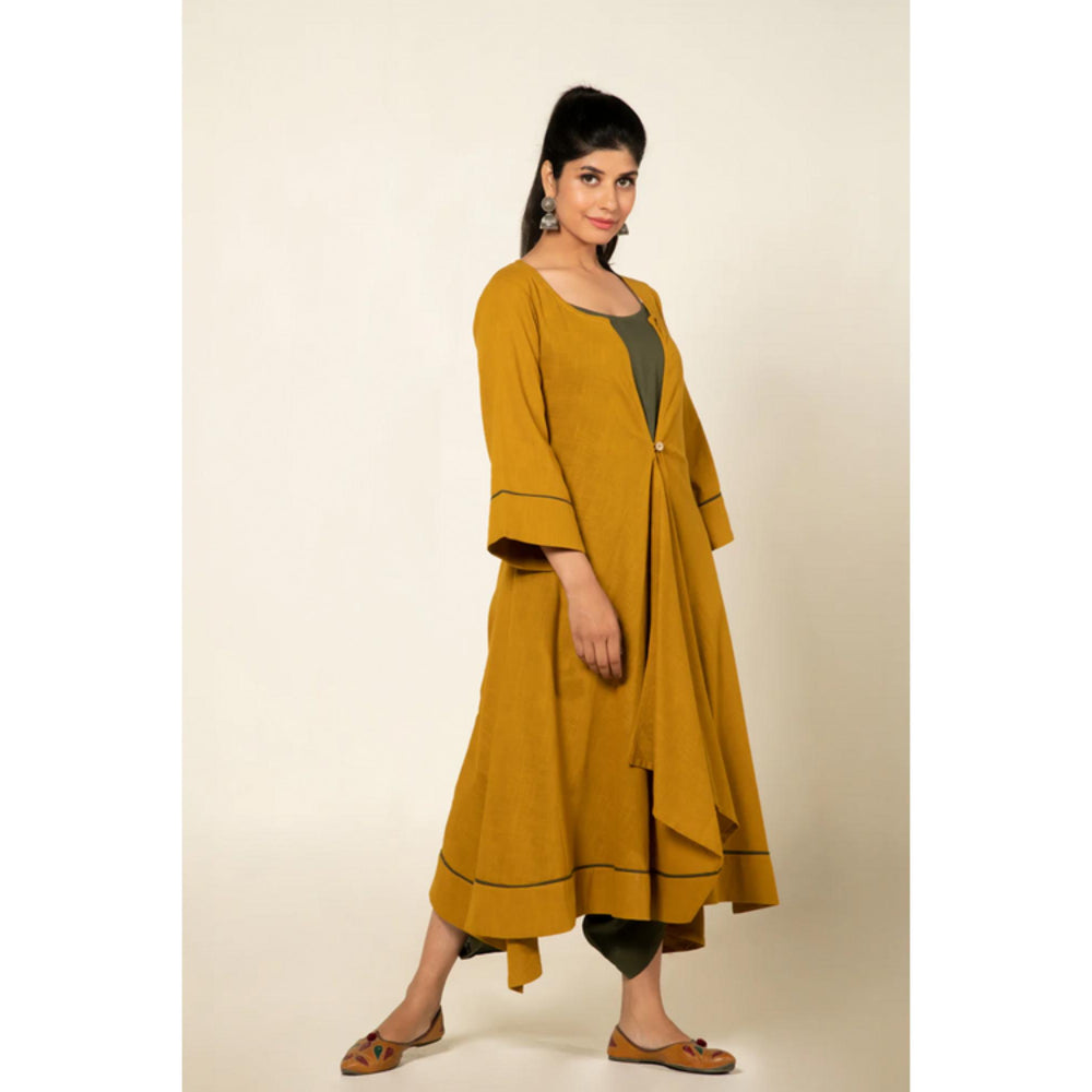 OMAANA Olive Sufi Saanjh Jumpsuit with Overlay