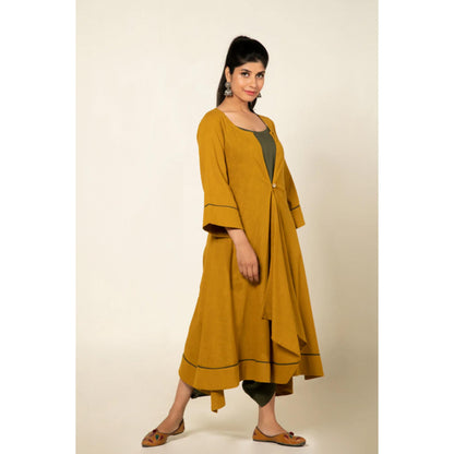 OMAANA Olive Sufi Saanjh Jumpsuit with Overlay