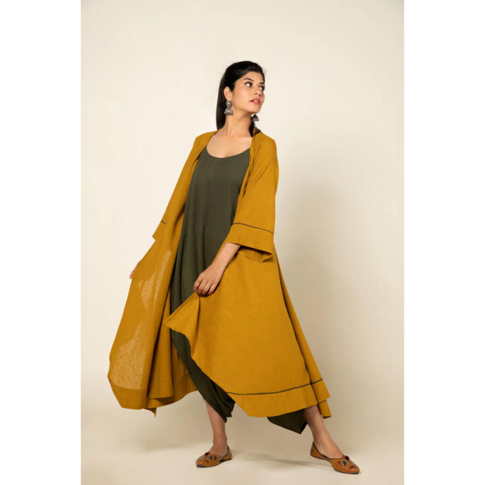 OMAANA Olive Sufi Saanjh Jumpsuit with Overlay