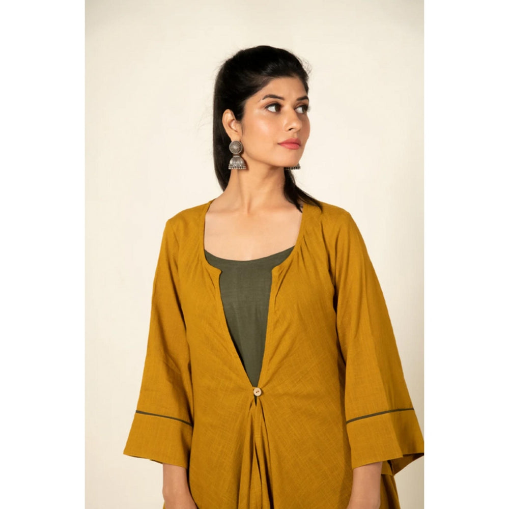 OMAANA Olive Sufi Saanjh Jumpsuit with Overlay