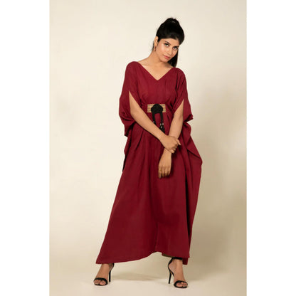 OMAANA Maroon Boho Chic Kaftan Dress
