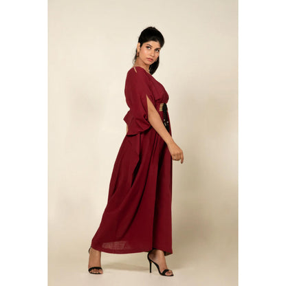 OMAANA Maroon Boho Chic Kaftan Dress