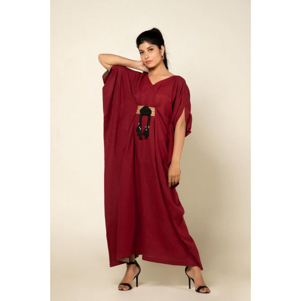 OMAANA Maroon Boho Chic Kaftan Dress