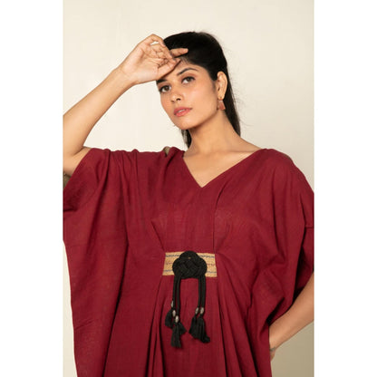 OMAANA Maroon Boho Chic Kaftan Dress