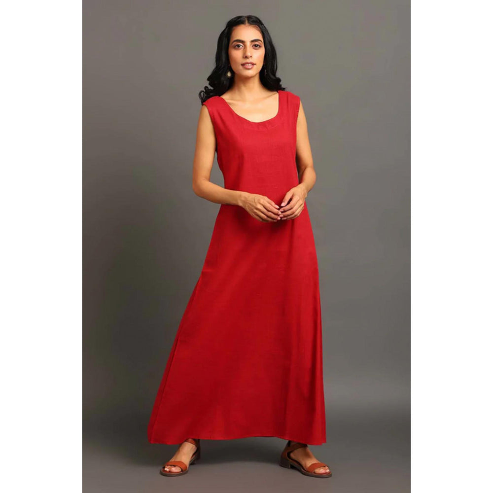 OMAANA Women Chanderi Maroon Kurta with Inner Skirt