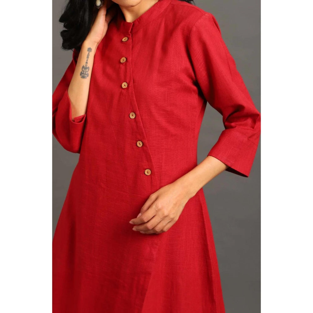 OMAANA Women Chanderi Maroon Kurta with Inner Skirt