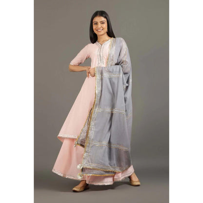 OMAANA Women Cotton Pink Kurta with Sharara and Dupatta