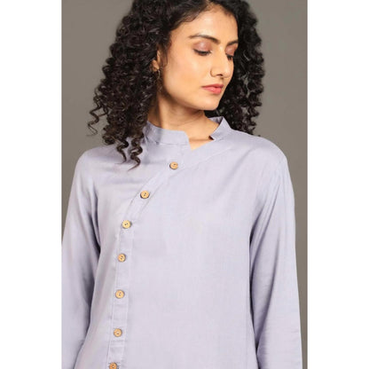 OMAANA Women Silk Blue Kurta with Dhoti Pant
